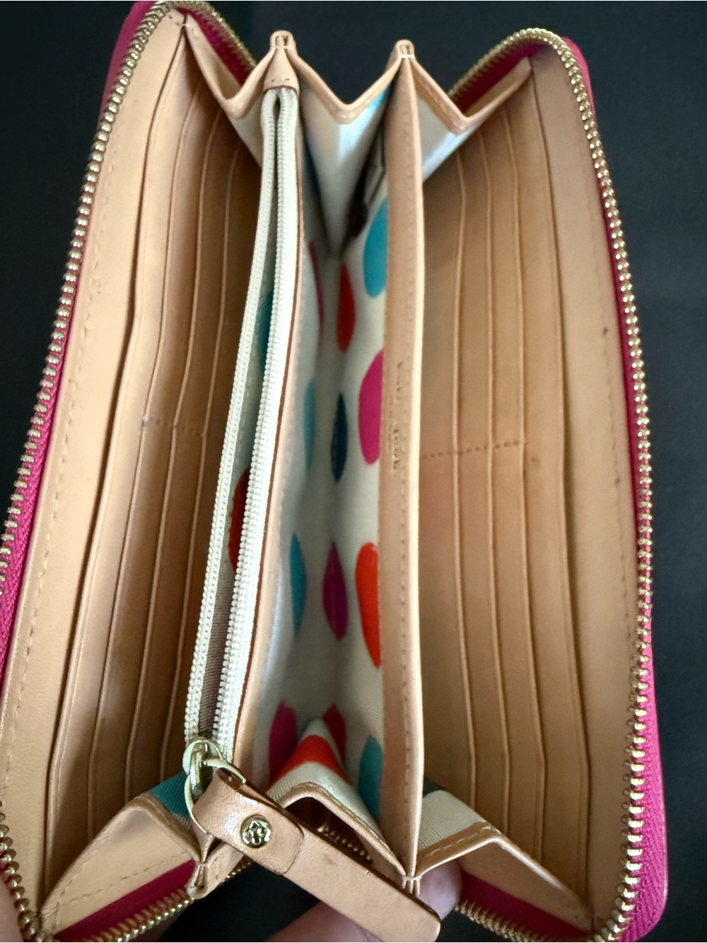 kate spade Bright Pink Zip-Around Leather Wallet with Gold hardware - Picture 5 of 11